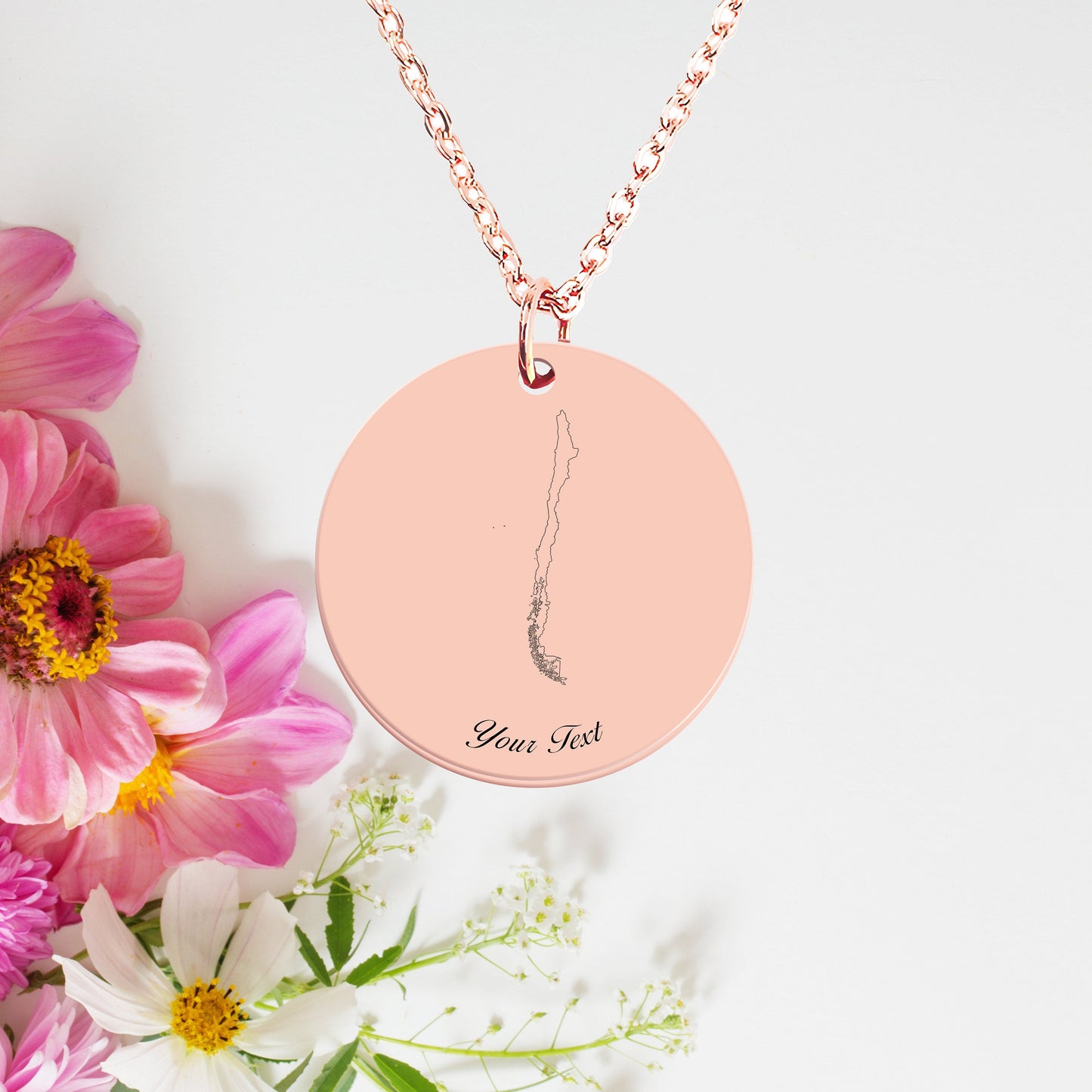 Chile Country Map Necklace, Your Name Necklace, Minimalist Necklace, Personalized Gift, Silver Necklace, Gift For Him Her
