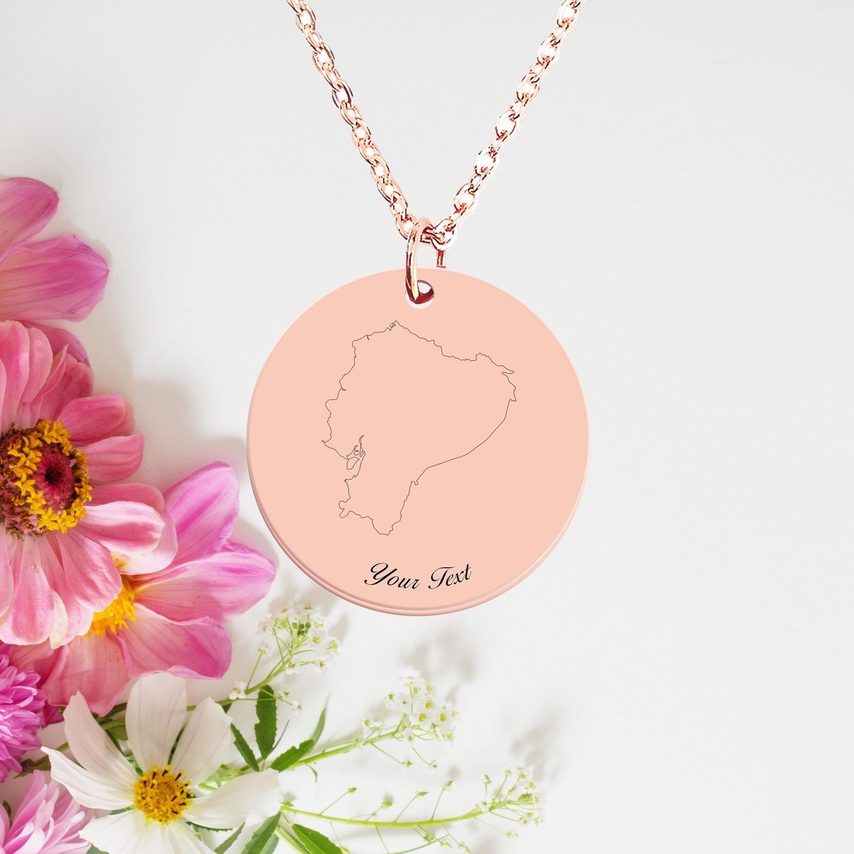 Ecuador Country Map Necklace, Your Name Necklace, Minimalist Necklace, Personalized Gift, Silver Necklace, Gift For Him Her