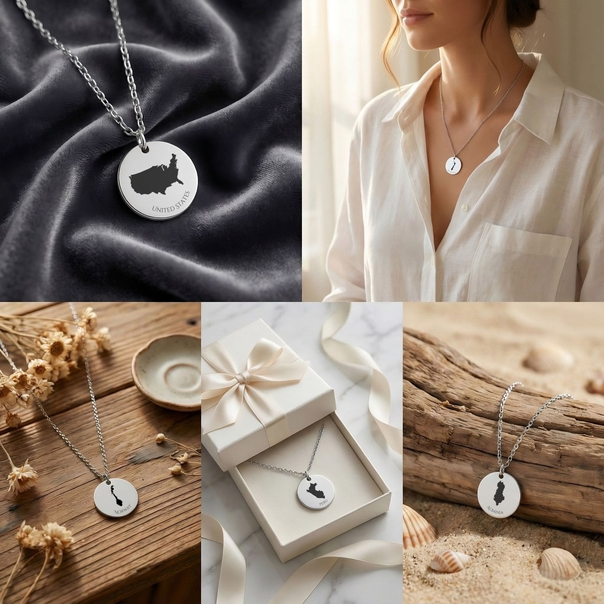 Country Map Necklaces