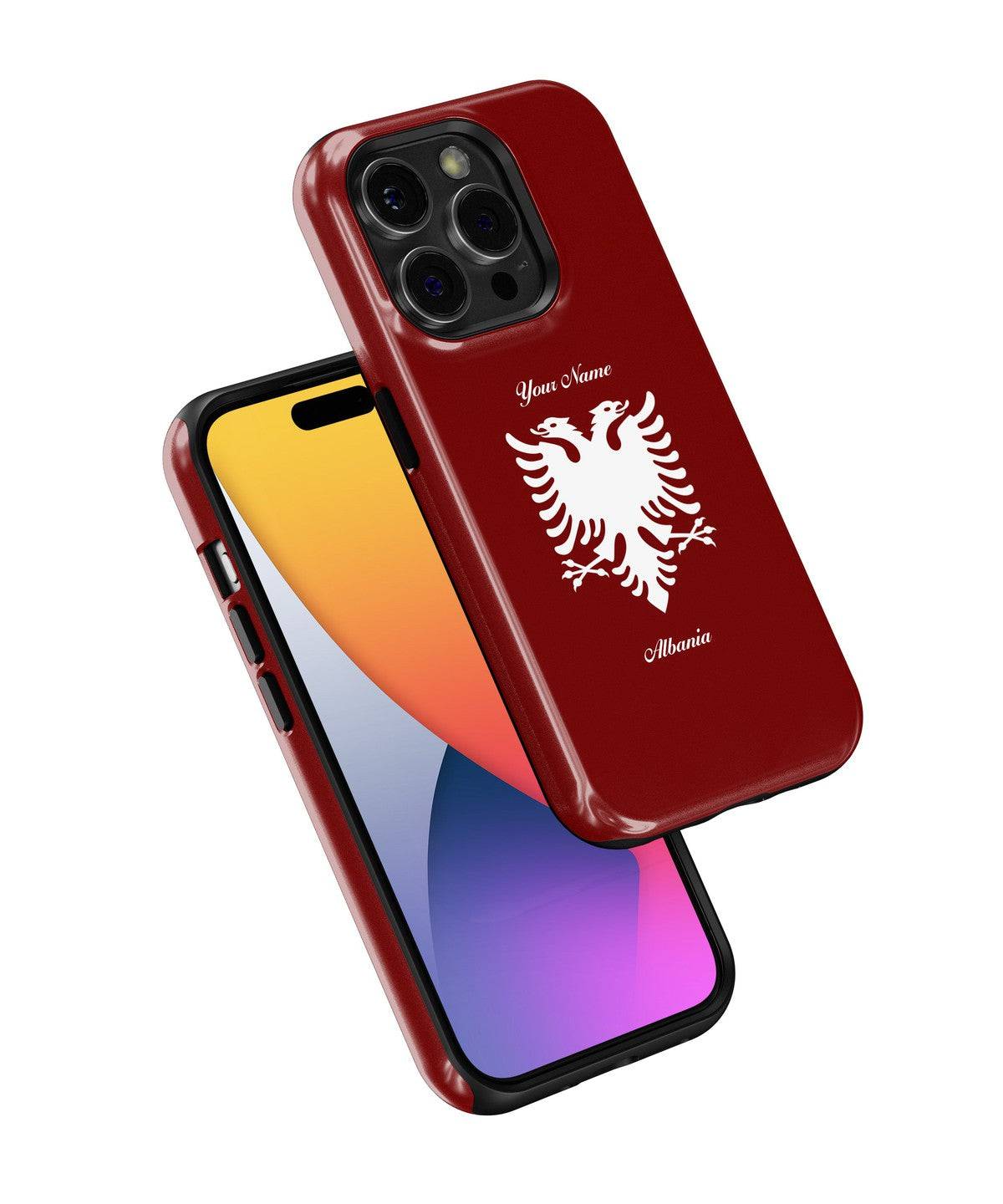 a red phone case with a flag of germany on it