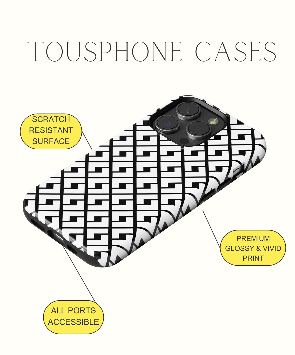 Angelic Obsession: White Lace and Pearl - iPhone Case-Monochrome Seduction Case-Tousphone-Tough Case-iPhone 15 Pro Max-Tousphone