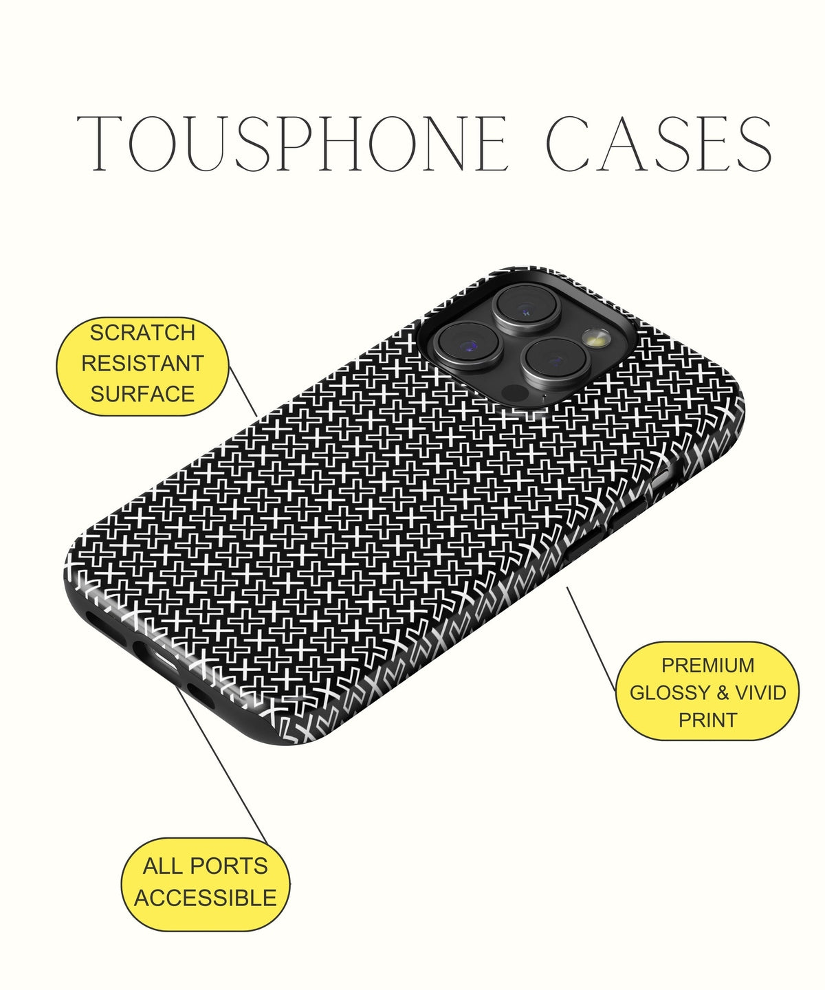 Celestial Longing: Moonlit White Glitter - iPhone Case-Monochrome Seduction Case-Tousphone-Tough Case-iPhone 15 Pro Max-Tousphone