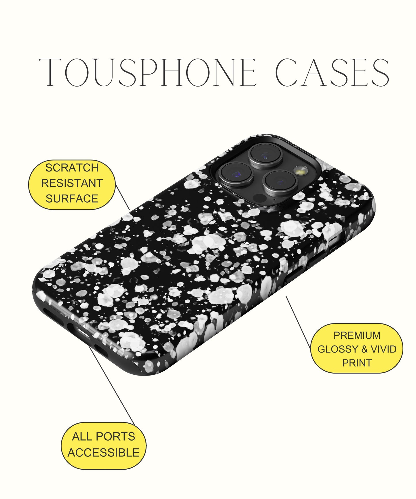 Celestial Obsession: Moonlit White Glitter - iPhone Case-Monochrome Seduction Case-Tousphone-Tough Case-iPhone 15 Pro Max-Tousphone