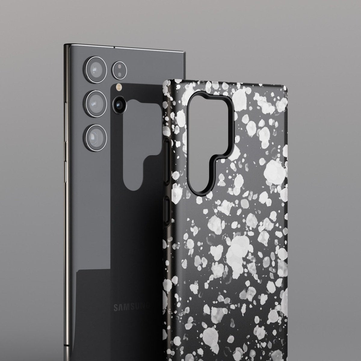 Celestial Obsession: Moonlit White Glitter - Samsung Galaxy S Case-Monochrome Seduction Case-Tousphone-Galaxy S24 Ultra-Tough Case-Tousphone