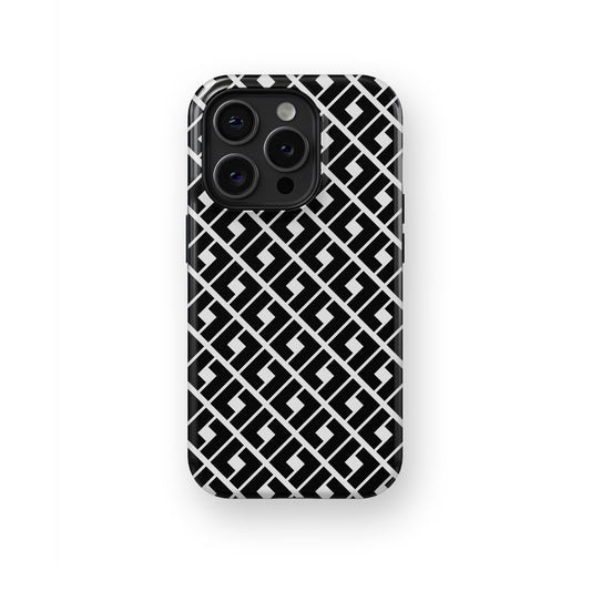 Enigmatic Lust: Glossy Black Lace and Leather - iPhone Case-Monochrome Seduction Case-Tousphone-Tough Case-iPhone 15 Pro Max-Tousphone