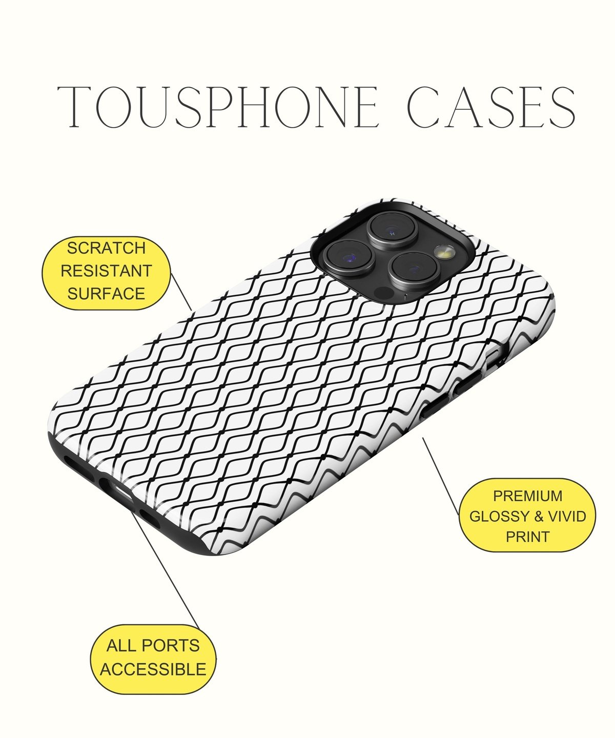 Frosty Symphony: Echoes of Monochrome Magic - iPhone Case-Monochrome Seduction Case-Tousphone-Tough Case-iPhone 15 Pro Max-Tousphone