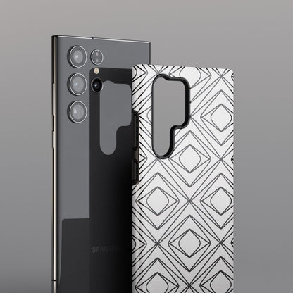 Tempting Noir Nights: Glossy Black Lace i - Samsung Galaxy S Case-Monochrome Seduction Case-Tousphone-Galaxy S24 Ultra-Tough Case-Tousphone