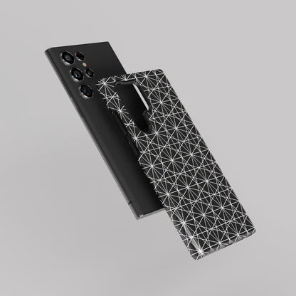 Whispering Lace: Intricate White Lace i - Samsung Galaxy S Case-Monochrome Seduction Case-Tousphone-Galaxy S24 Ultra-Tough Case-Tousphone