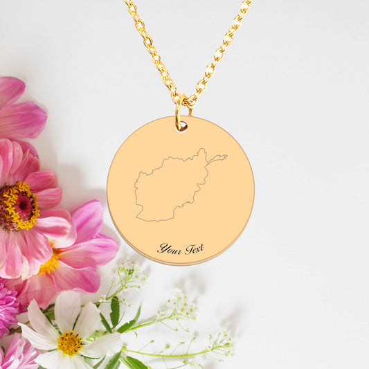 Afghanistan Country Map Necklace, Your Name Necklace, Minimalist Necklace, Personalized Gift, Silver Necklace, Gift For Him Her