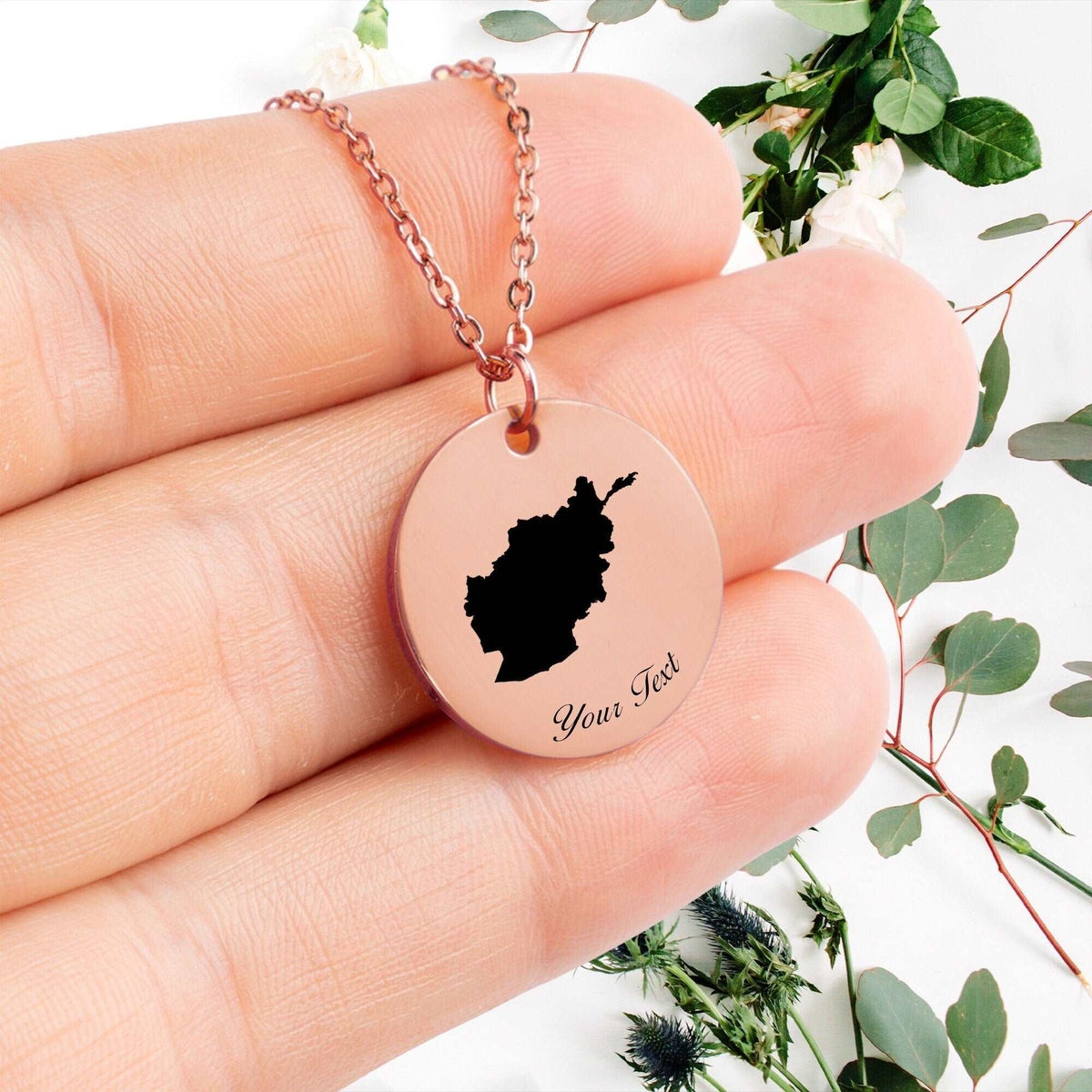 Afghanistan Country Map Necklace, Your Name Necklace, Minimalist Necklace, Personalized Gift, Silver Necklace, Gift For Him Her