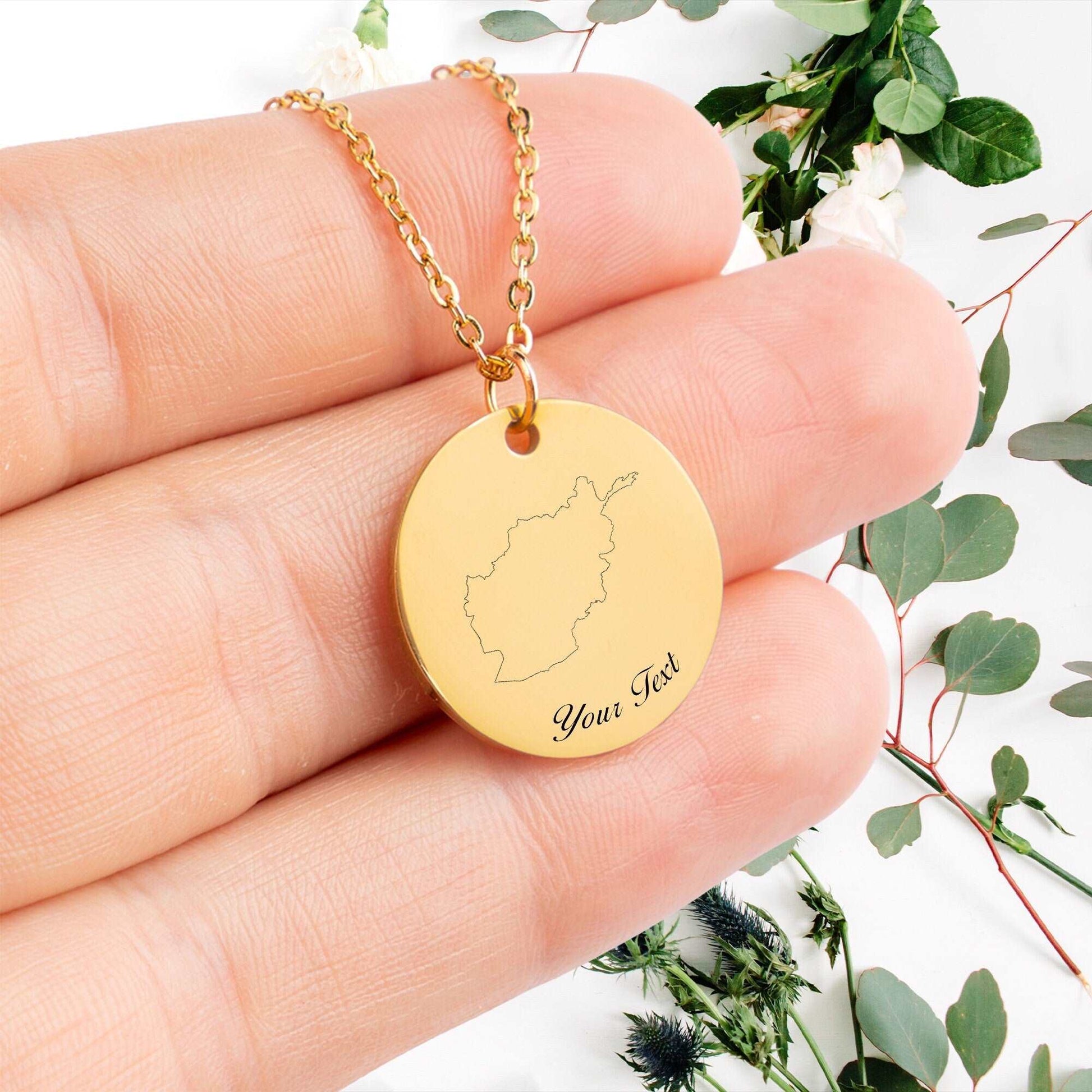 Afghanistan Country Map Necklace, Your Name Necklace, Minimalist Necklace, Personalized Gift, Silver Necklace, Gift For Him Her