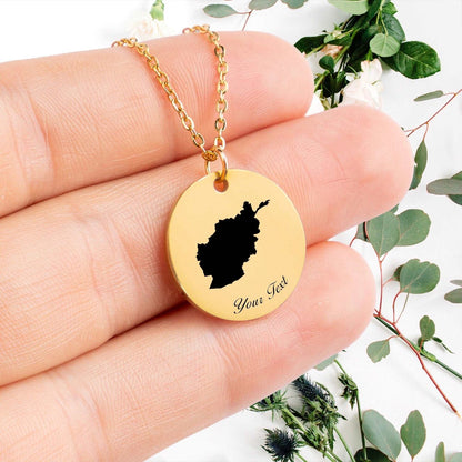 Afghanistan Country Map Necklace, Your Name Necklace, Minimalist Necklace, Personalized Gift, Silver Necklace, Gift For Him Her