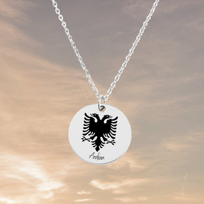 Albania Eagle Emblem, Your Emblem Necklace, Country Necklace, Minimalist Necklace, Personalized Gift, Silver Necklace, Gift For Him Her