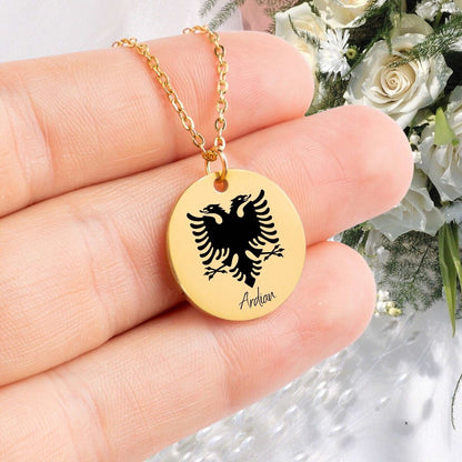 Albania Eagle Emblem, Your Emblem Necklace, Country Necklace, Minimalist Necklace, Personalized Gift, Silver Necklace, Gift For Him Her