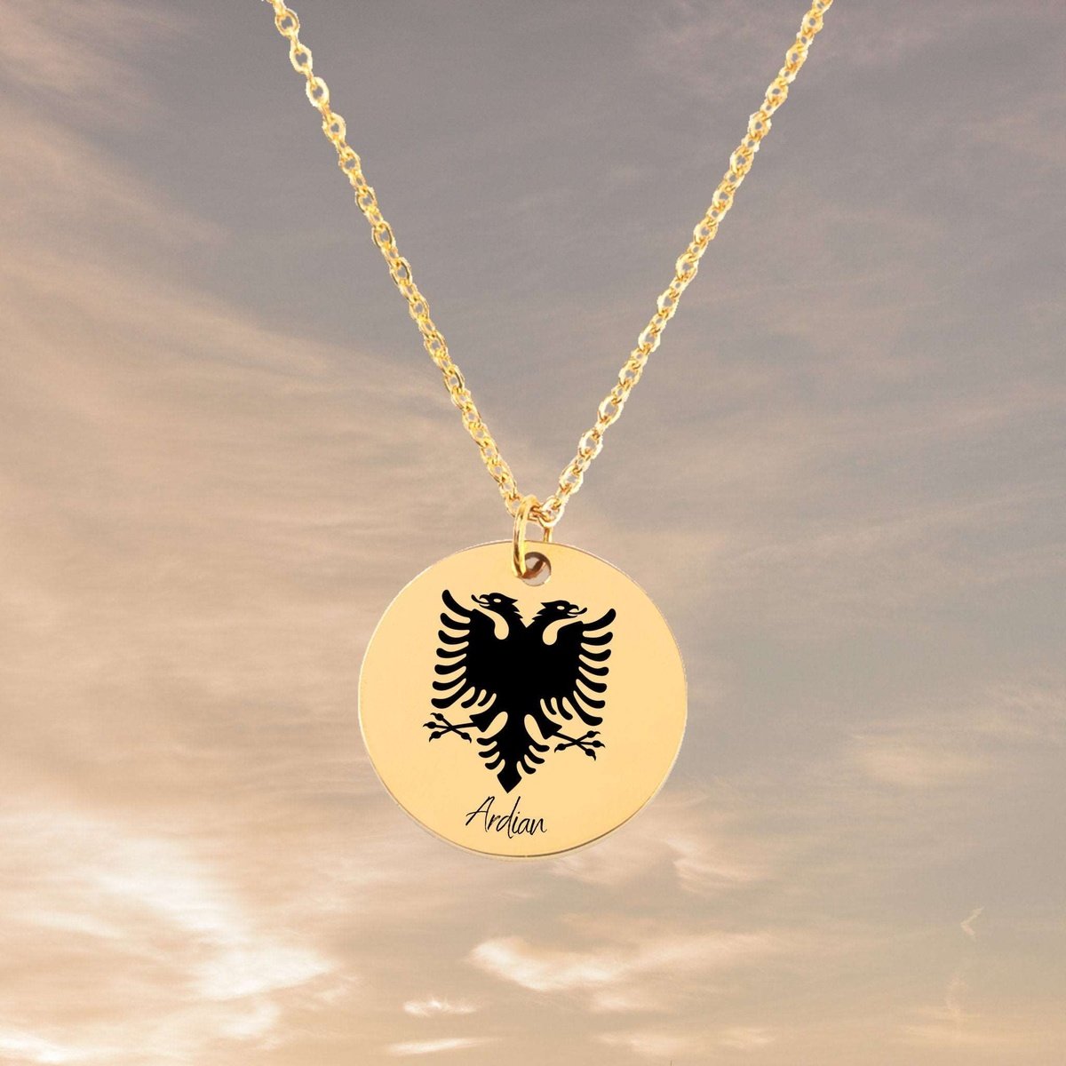 Albania Eagle Emblem, Your Emblem Necklace, Country Necklace, Minimalist Necklace, Personalized Gift, Silver Necklace, Gift For Him Her