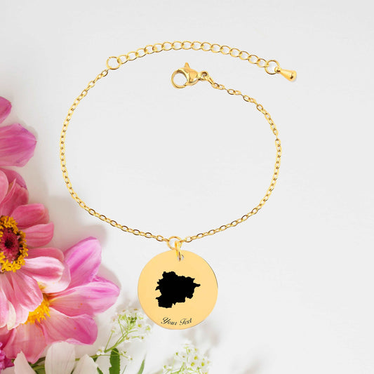 Andora Country Map Bracelet, Your Name Bracelet, Minimalist Bracelet, Personalized Gift, 14K Gold Bracelet, Gift For Him Her