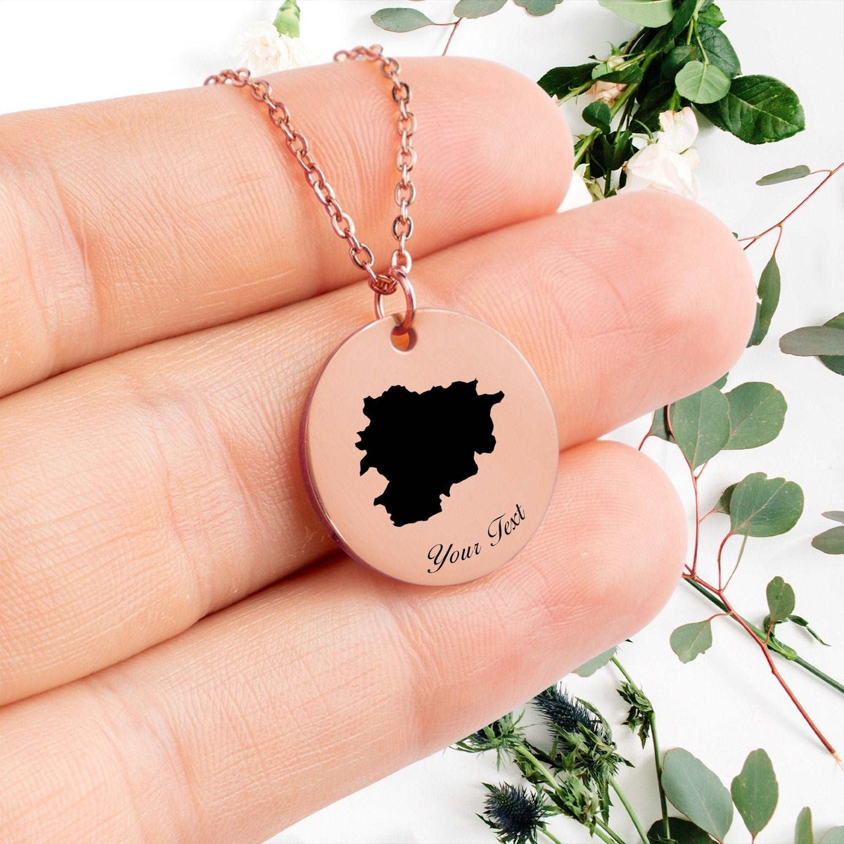 Andora Country Map Necklace, Your Name Necklace, Minimalist Necklace, Personalized Gift, Silver Necklace, Gift For Him Her