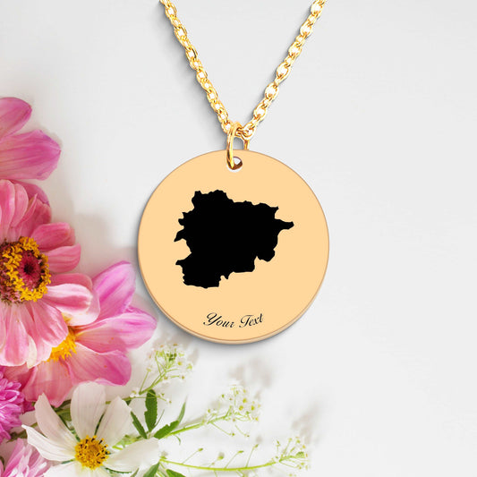 Andora Country Map Necklace, Your Name Necklace, Minimalist Necklace, Personalized Gift, Silver Necklace, Gift For Him Her