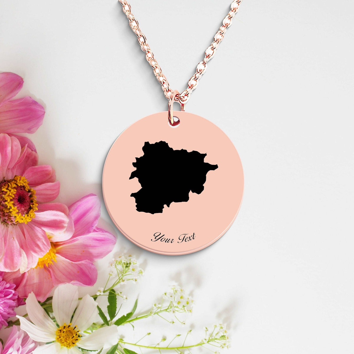 Andora Country Map Necklace, Your Name Necklace, Minimalist Necklace, Personalized Gift, Silver Necklace, Gift For Him Her