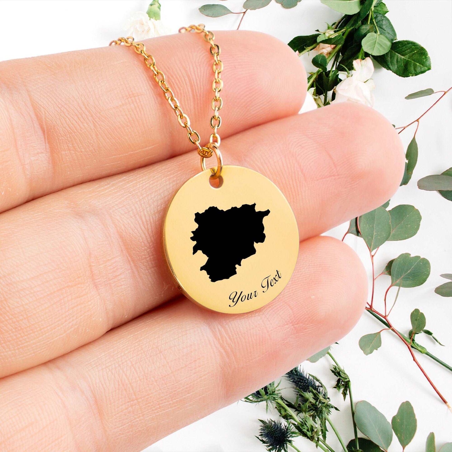 Andora Country Map Necklace, Your Name Necklace, Minimalist Necklace, Personalized Gift, Silver Necklace, Gift For Him Her
