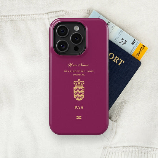 Denmark Passport - iPhone 15/14/13/12/X/Pro/Max/Plus, Tough Case, Travel Phone Cover, Personalized Phone Case, Designer Phone Case - tousphone