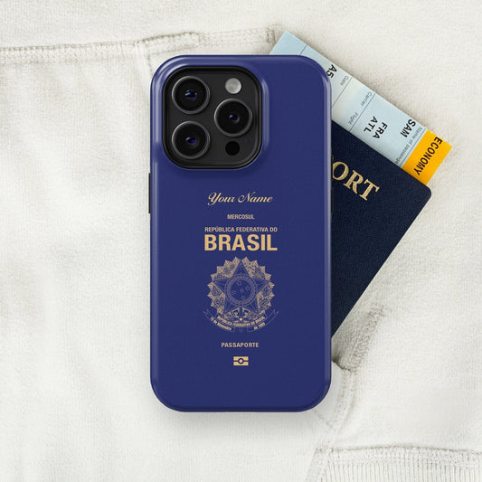 Brazil Passport - iPhone 15/14/13/12/X/Pro/Max/Plus, Tough Case, Travel Phone Cover, Personalized Phone Case , Designer Phone Case - tousphone