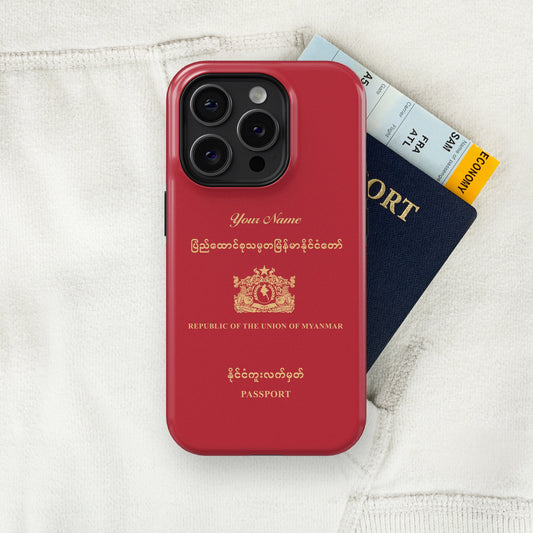 Myanmar Passport - iPhone 15/14/13/12/X/Pro/Max/Plus, Tough Case, Travel Phone Cover, Personalized Phone Case, Designer Phone Case - tousphone