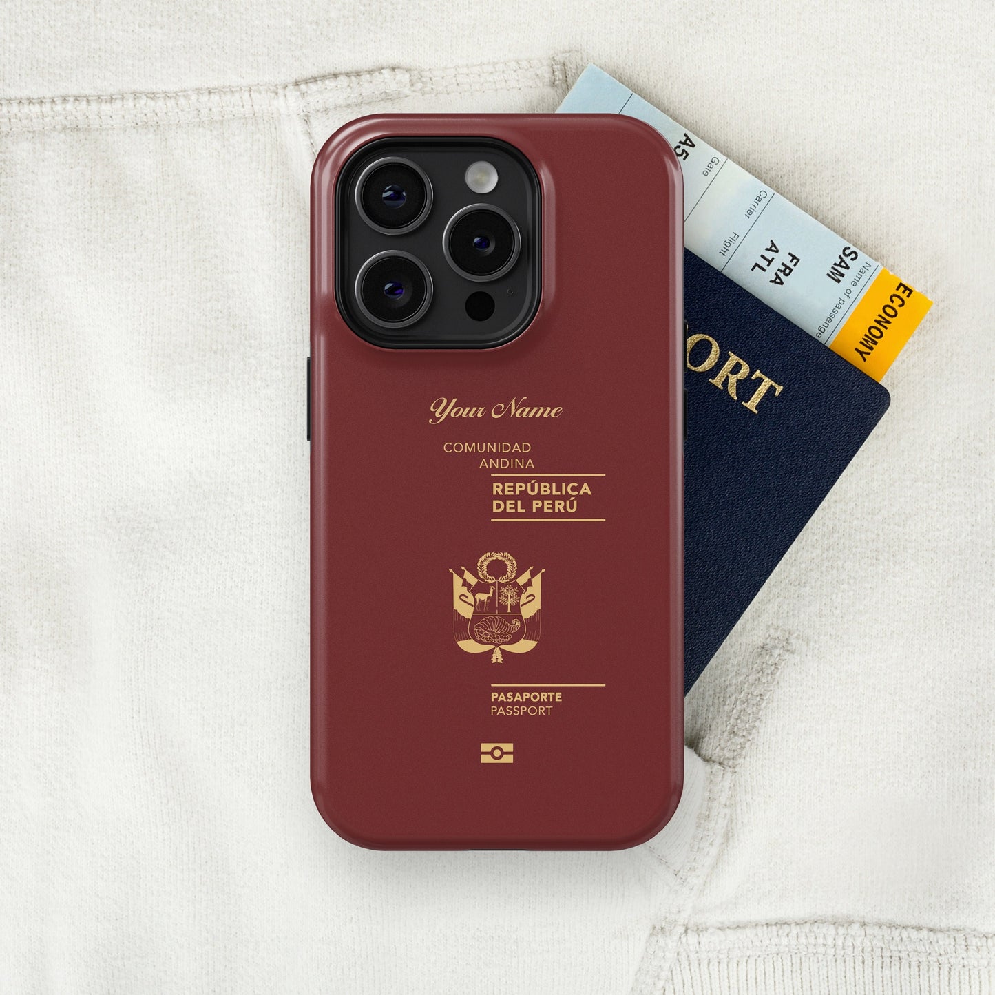 Peru Passport - iPhone 15/14/13/12/X/Pro/Max/Plus, Tough Case, Travel Phone Cover, Personalized Phone Case , Designer Phone Case - tousphone