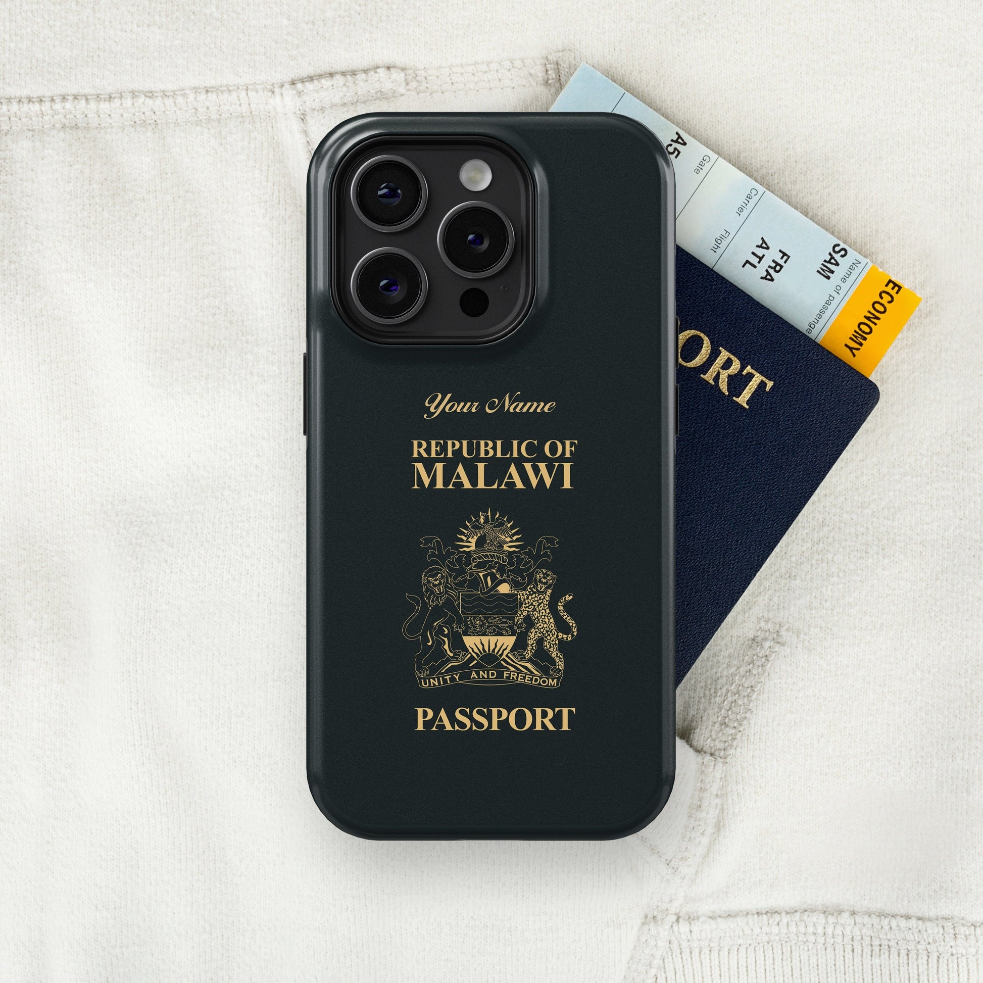 Malawi Passport - iPhone 15/14/13/12/X/Pro/Max/Plus, Tough Case, Travel Phone Cover, Personalized Phone Case, Designer Phone Case - tousphone