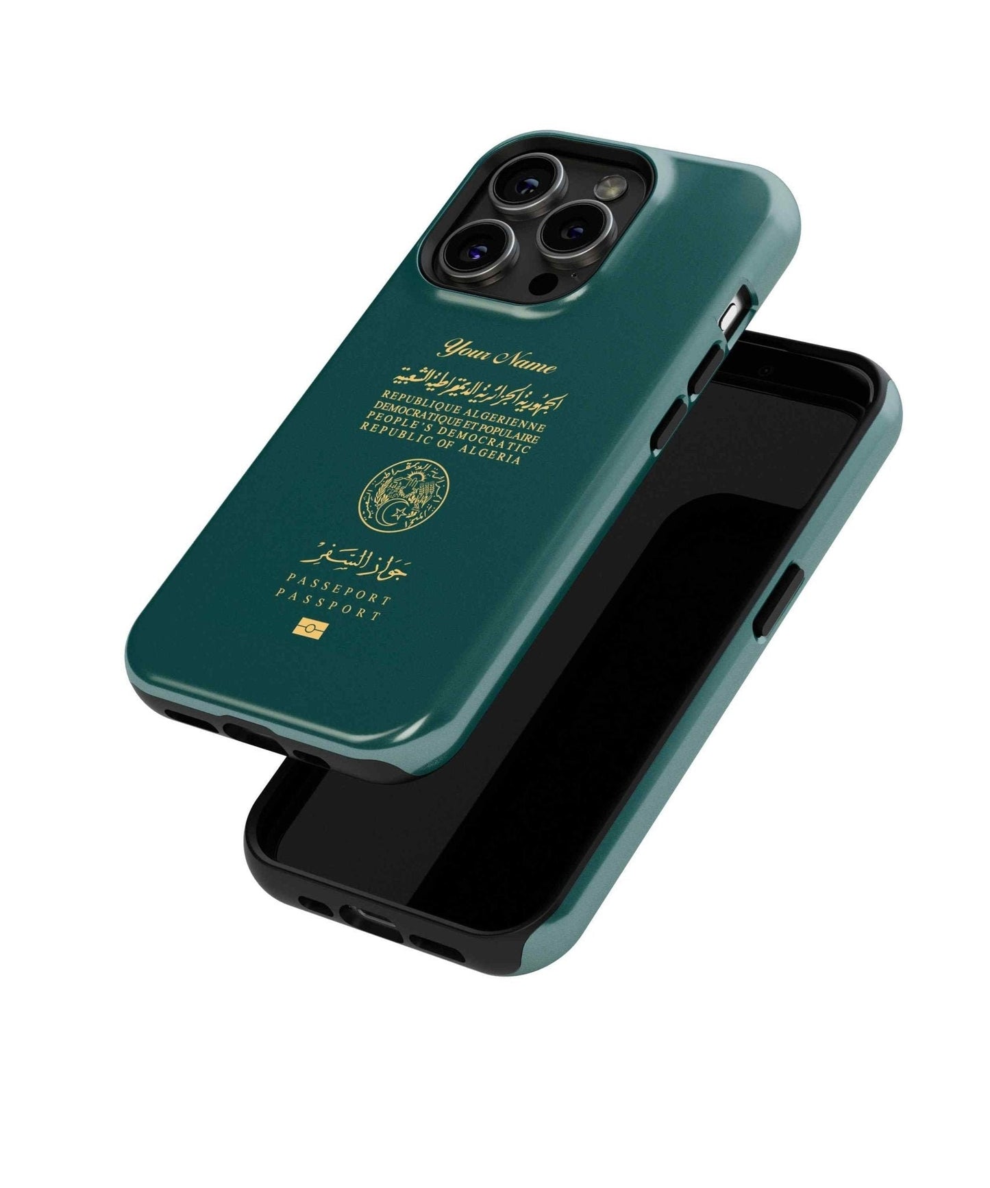 Algeria Passport - iPhone Case, iPhone 15, 14, 13, 13, Pro Max, Plus, Passport Phone Case, Travel Phone Case, MagSafe Case - tousphone