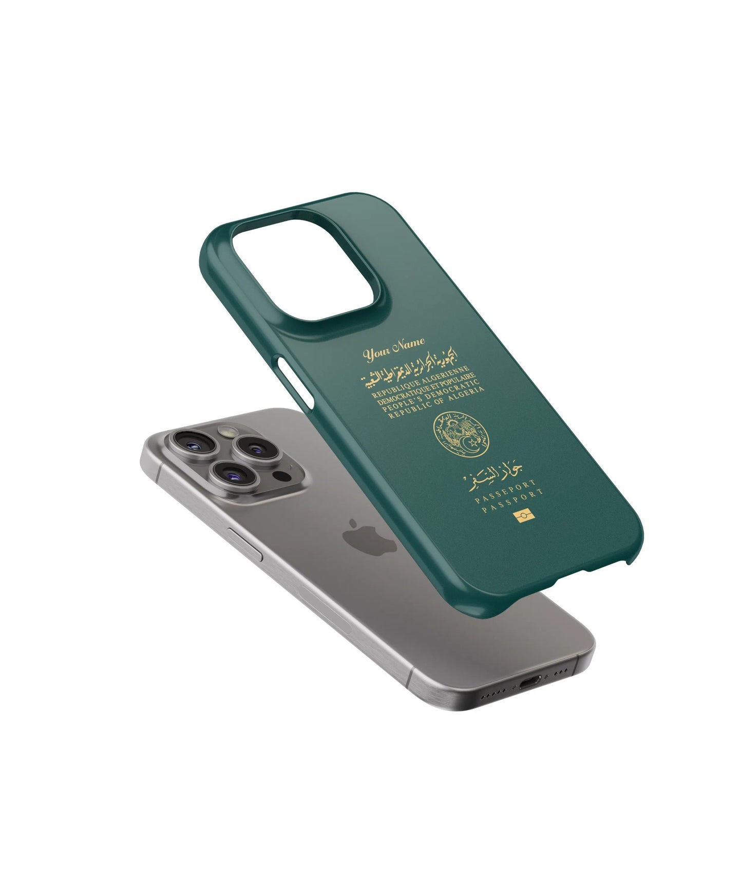 Algeria Passport - iPhone Case, iPhone 15, 14, 13, 13, Pro Max, Plus, Passport Phone Case, Travel Phone Case, MagSafe Case - tousphone