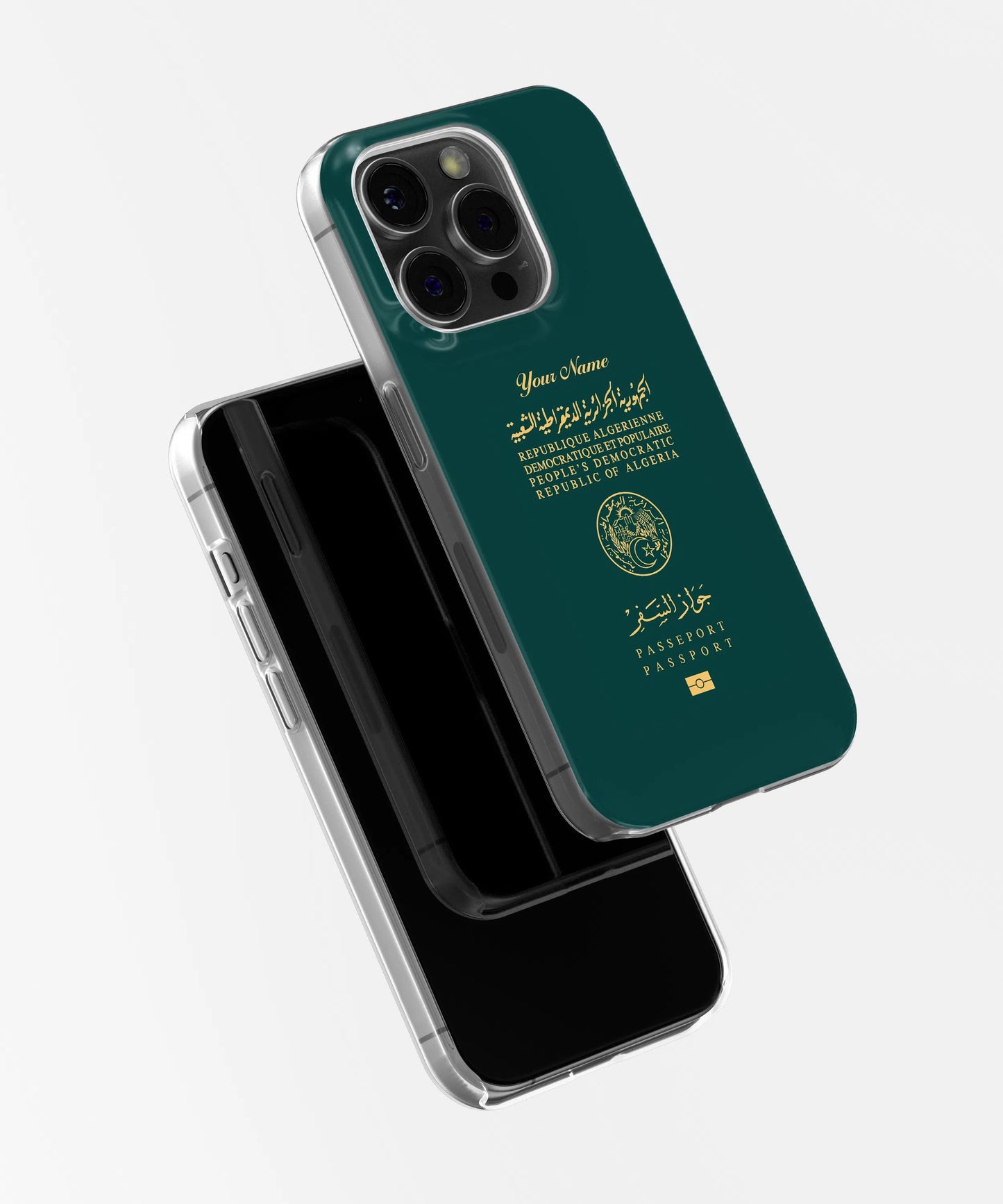 Algeria Passport - iPhone Case, iPhone 15, 14, 13, 13, Pro Max, Plus, Passport Phone Case, Travel Phone Case, MagSafe Case - tousphone