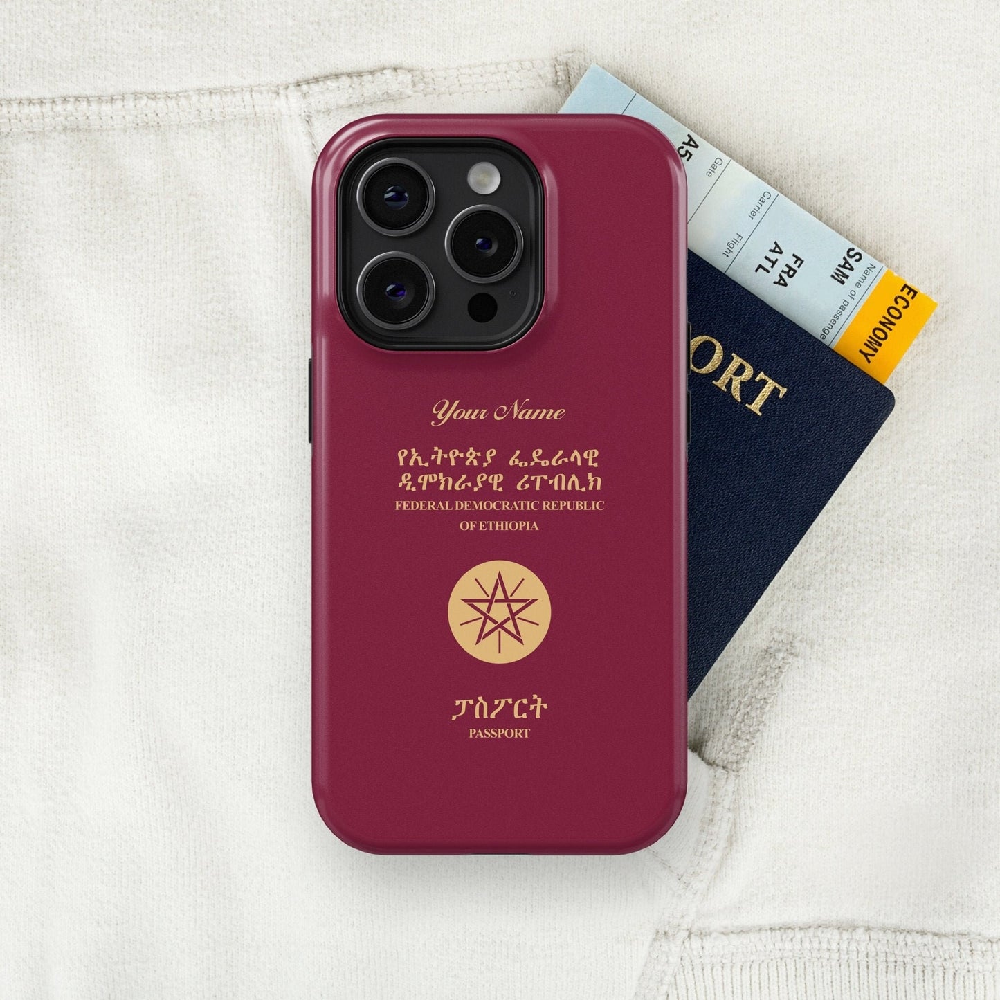 Ethiopia Passport - iPhone 15/14/13/12/X/Pro/Max/Plus, Tough Case, Travel Phone Cover, Personalized Phone Case, Designer Phone Case - tousphone