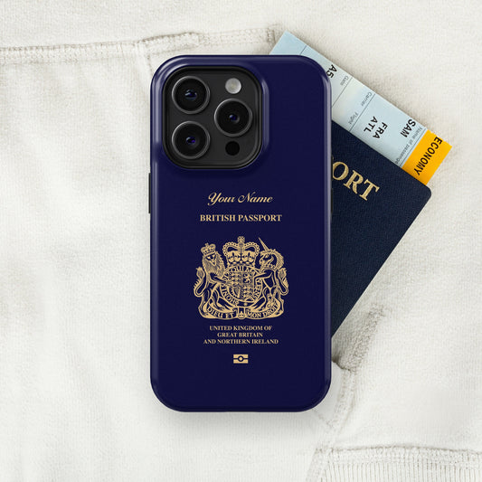 United Kingdom Passport - iPhone 15/14/13/12/X/Pro/Max/Plus, Tough Case, Travel Phone Cover, Personalized Phone Case, Designer Phone Case - tousphone