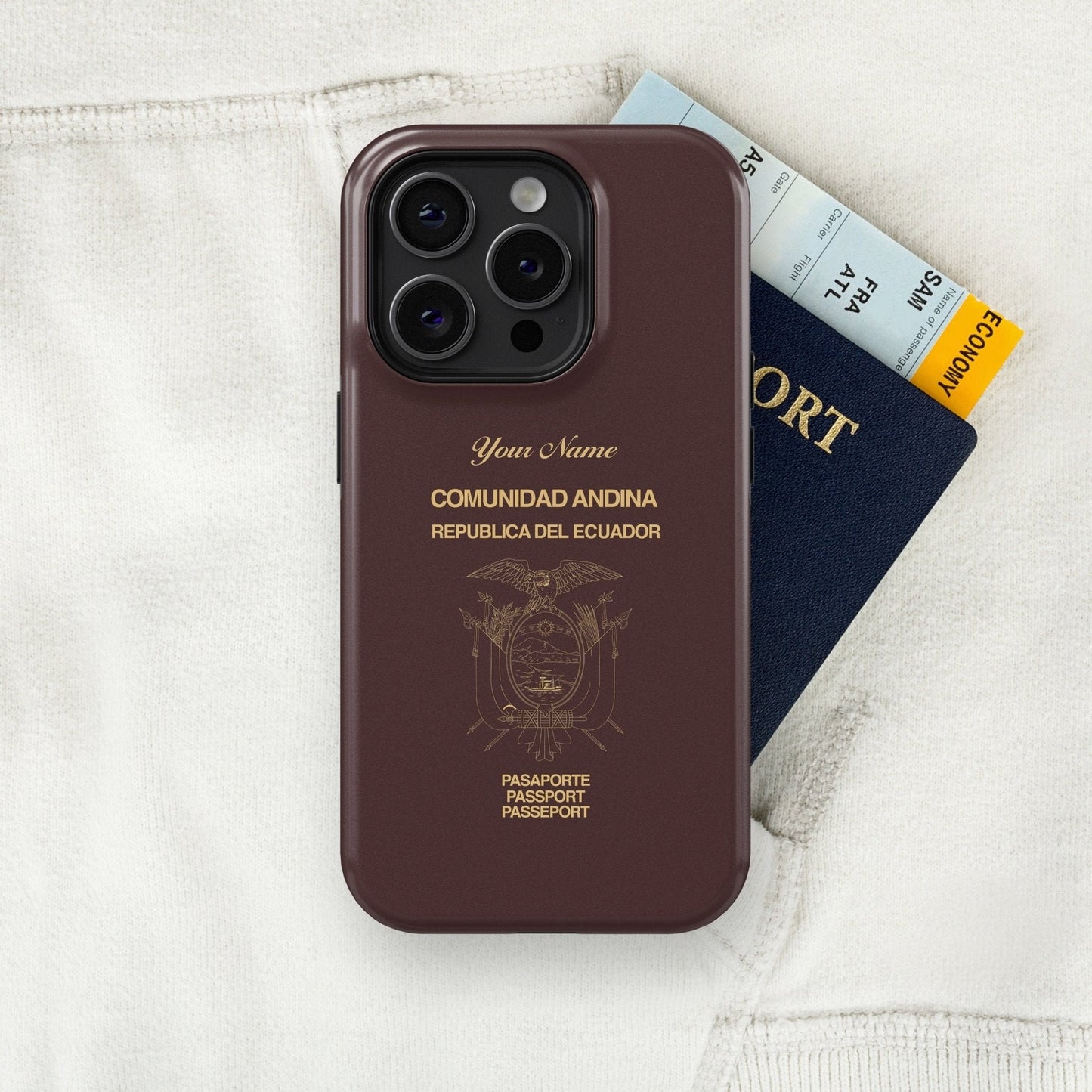 Ecuador Passport - iPhone 15/14/13/12/X/Pro/Max/Plus, Tough Case, Travel Phone Cover, Personalized Phone Case, Designer Phone Case - tousphone