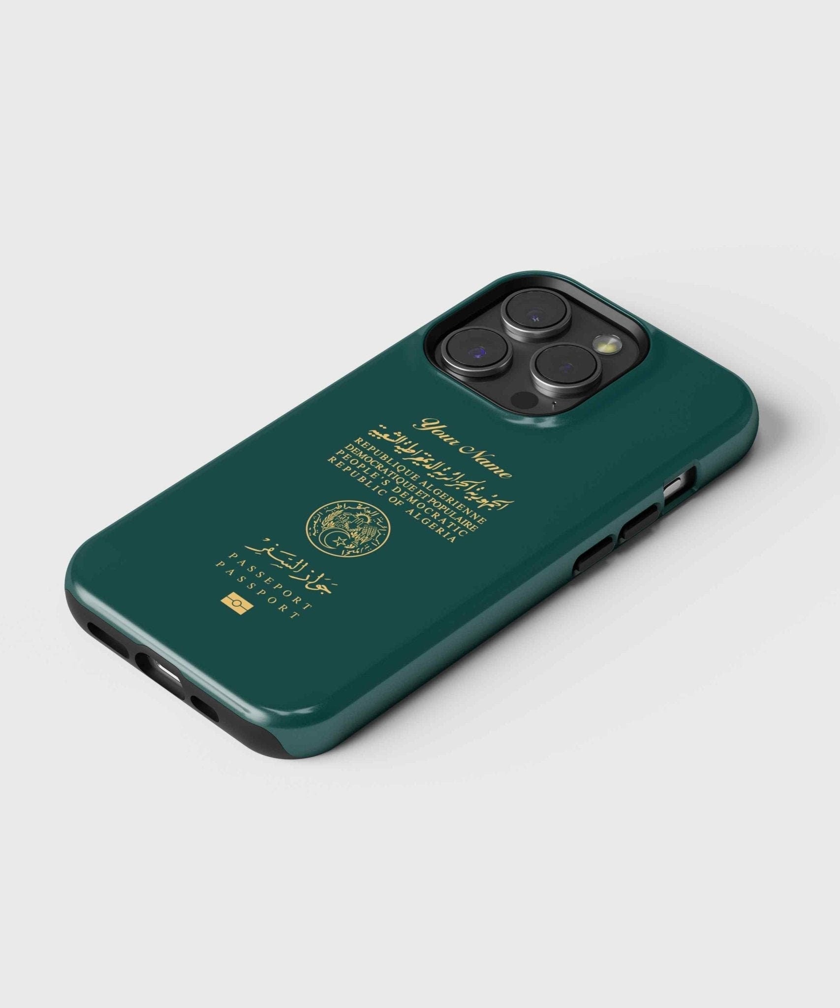 Algeria Passport - iPhone Case, iPhone 15, 14, 13, 13, Pro Max, Plus, Passport Phone Case, Travel Phone Case, MagSafe Case - tousphone