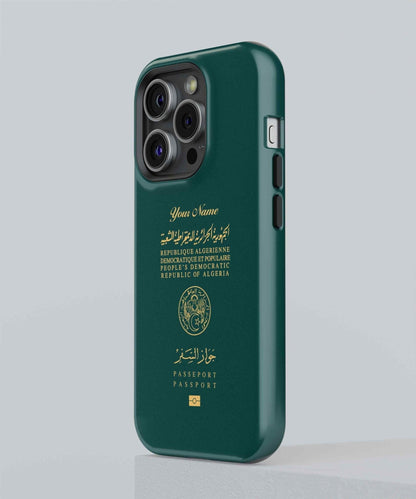 Algeria Passport - iPhone Case, iPhone 15, 14, 13, 13, Pro Max, Plus, Passport Phone Case, Travel Phone Case, MagSafe Case - tousphone