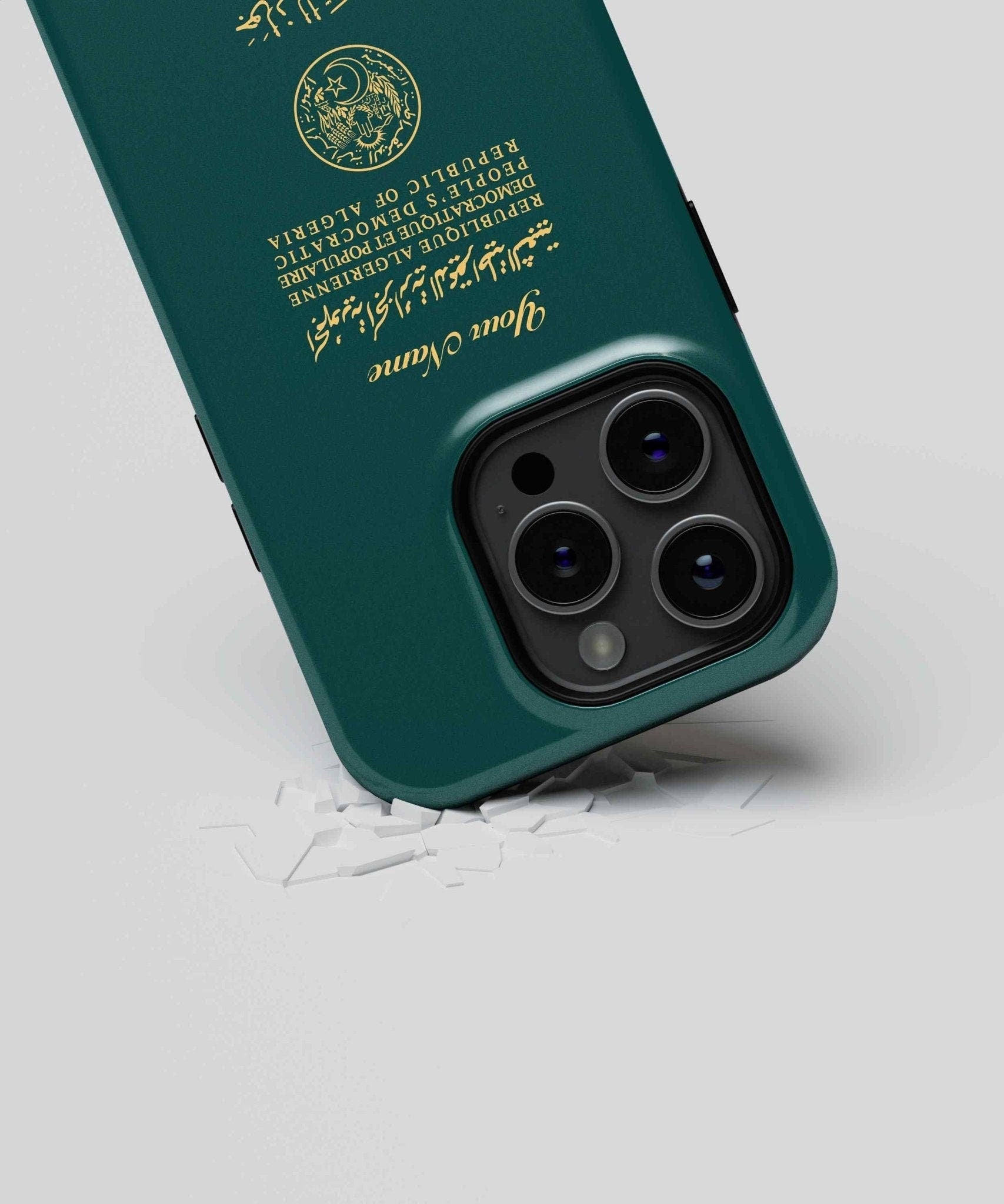 Algeria Passport - iPhone Case, iPhone 15, 14, 13, 13, Pro Max, Plus, Passport Phone Case, Travel Phone Case, MagSafe Case - tousphone