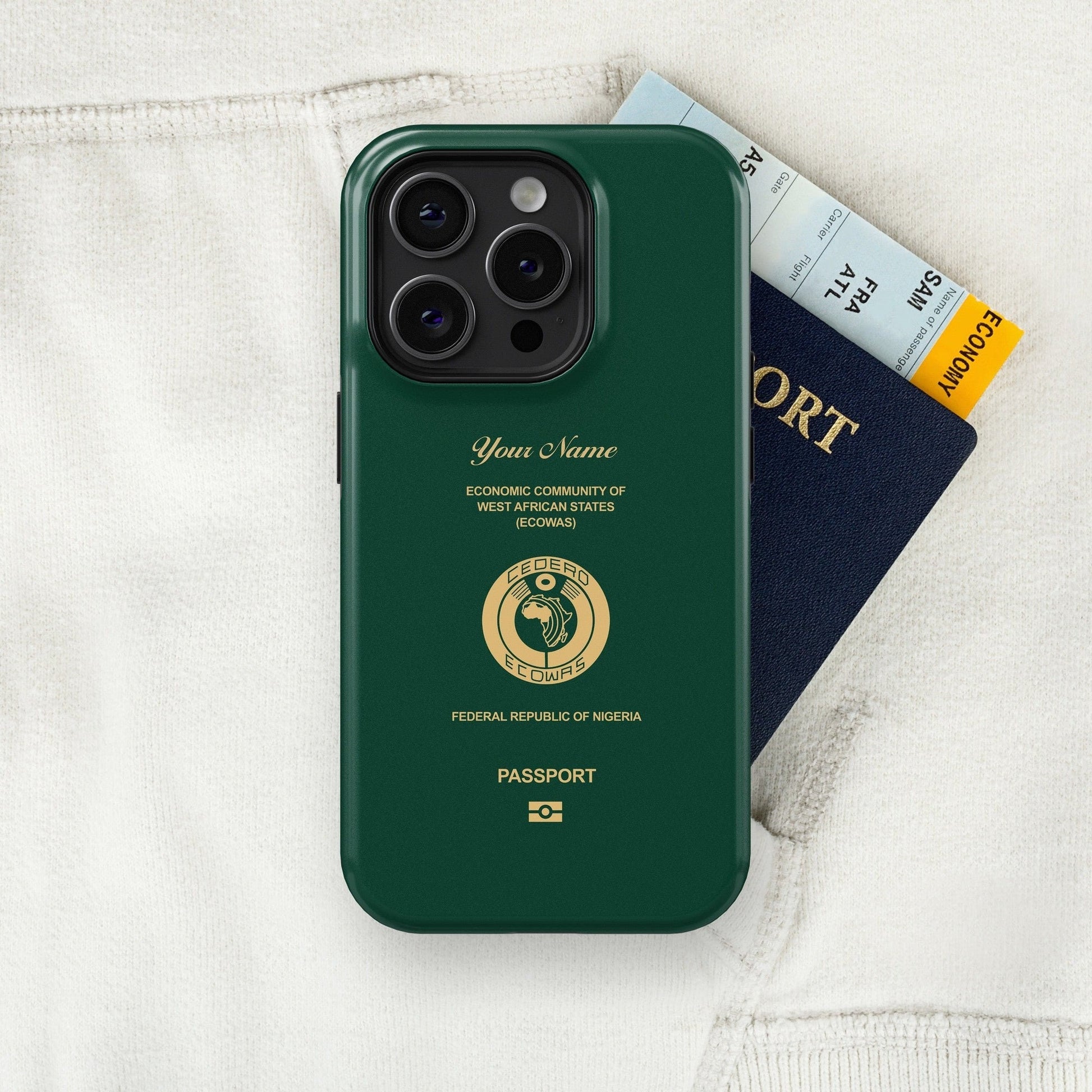 Nigeria Passport - iPhone Case, iPhone 15, 14, 13, 13, Pro Max, Plus, Passport Phone Case, Travel Phone Case, MagSafe Case - tousphone