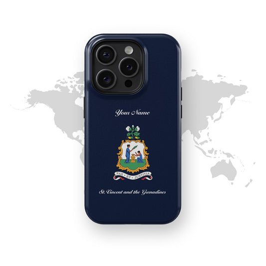 Saint Vincent National Emblem - iPhone Tough Phone Case, 15/14/13/12/X/Pro/Max/Plus, Designer case, Passport case - tousphone