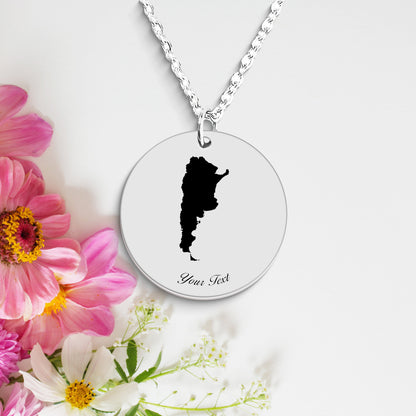 Argentina Country Map Necklace, Your Name Necklace, Minimalist Necklace, Personalized Gift, Silver Necklace, Gift For Him Her