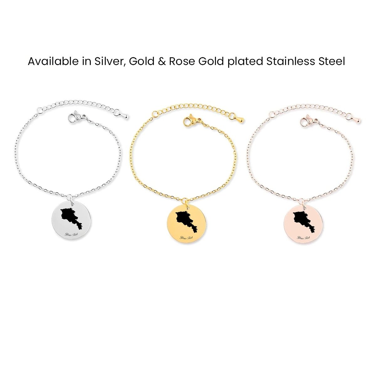 Armenia Country Map Bracelet, Your Name Bracelet, Minimalist Bracelet, Personalized Gift, 14K Gold Bracelet, Gift For Him Her