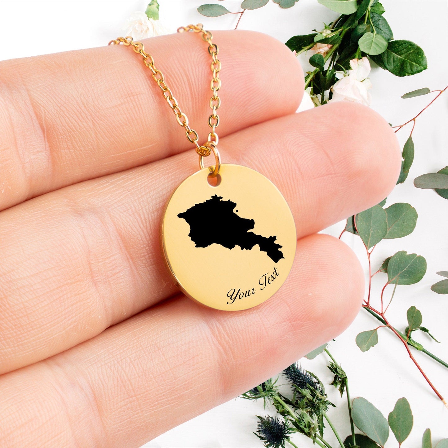 Armenia Country Map Necklace, Your Name Necklace, Minimalist Necklace, Personalized Gift, Silver Necklace, Gift For Him Her