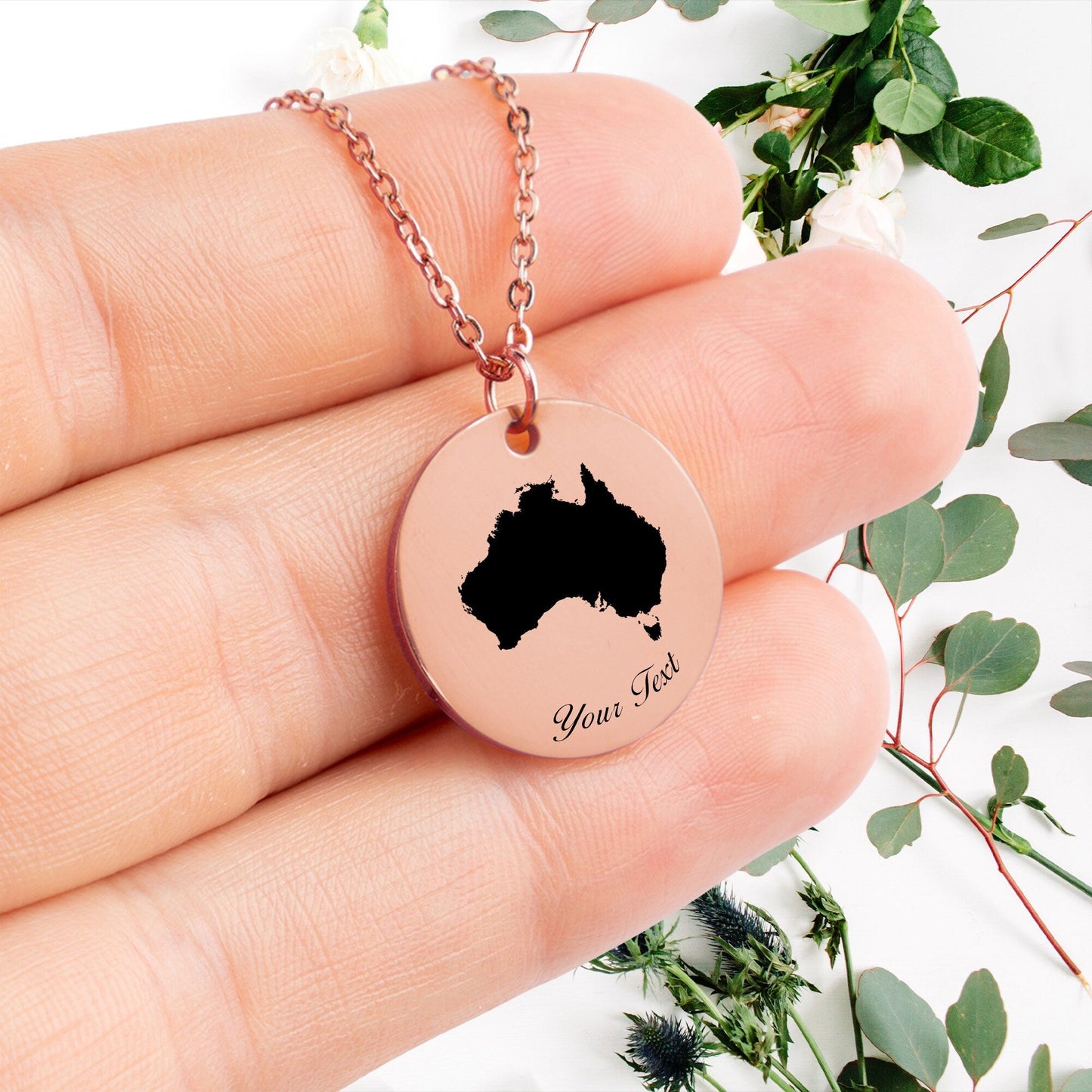 Australia Country Map Necklace, Your Name Necklace, Minimalist Necklace, Personalized Gift, Silver Necklace, Gift For Him Her