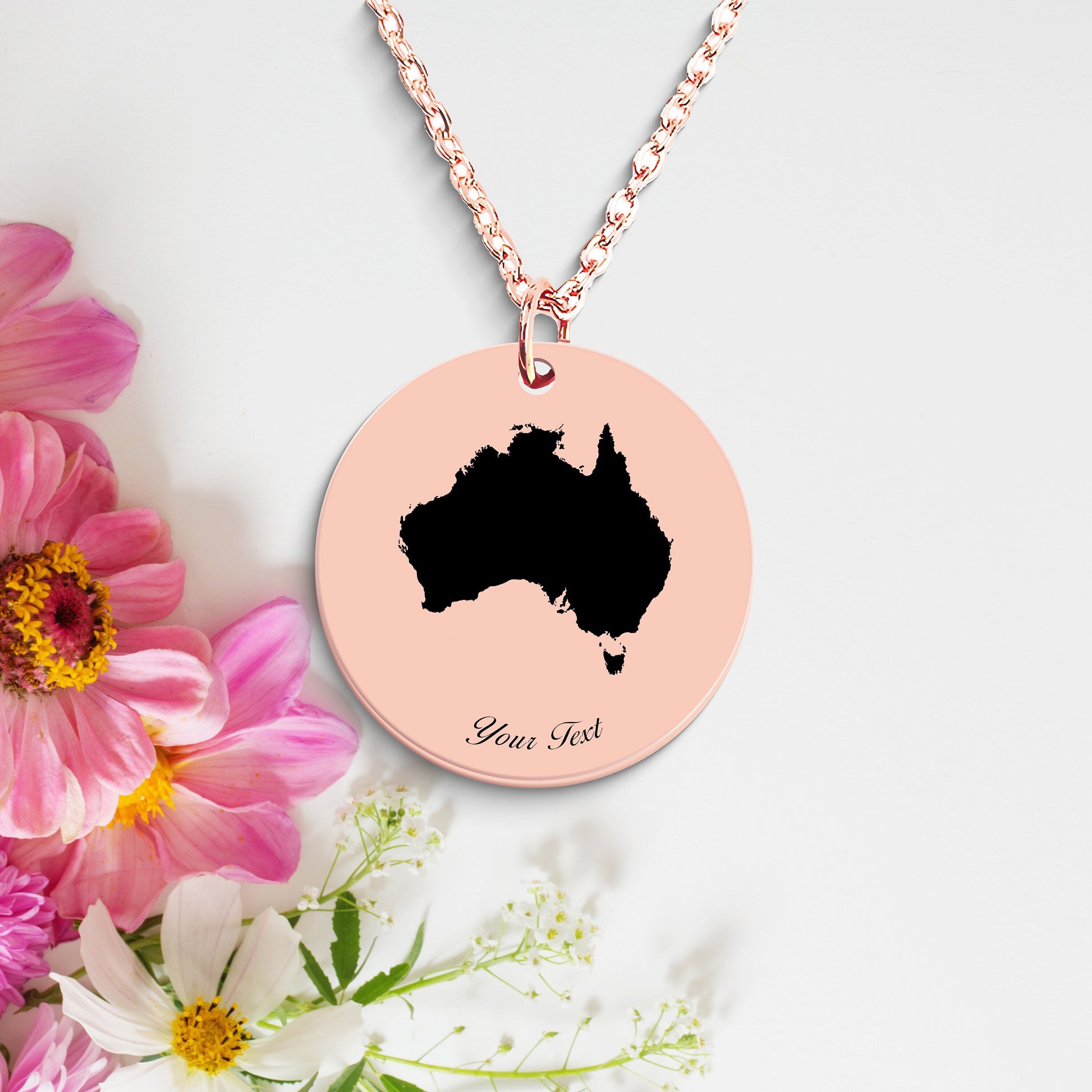 Australia Country Map Necklace, Your Name Necklace, Minimalist Necklace, Personalized Gift, Silver Necklace, Gift For Him Her
