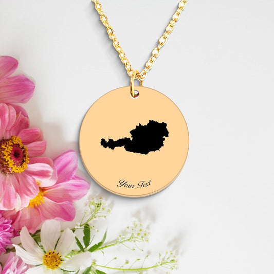 Austria Country Map Necklace, Your Name Necklace, Minimalist Necklace, Personalized Gift, Silver Necklace, Gift For Him Her