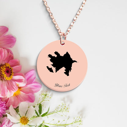 Azerbaijan Country Map Necklace, Your Name Necklace, Minimalist Necklace, Personalized Gift, Silver Necklace, Gift For Him Her