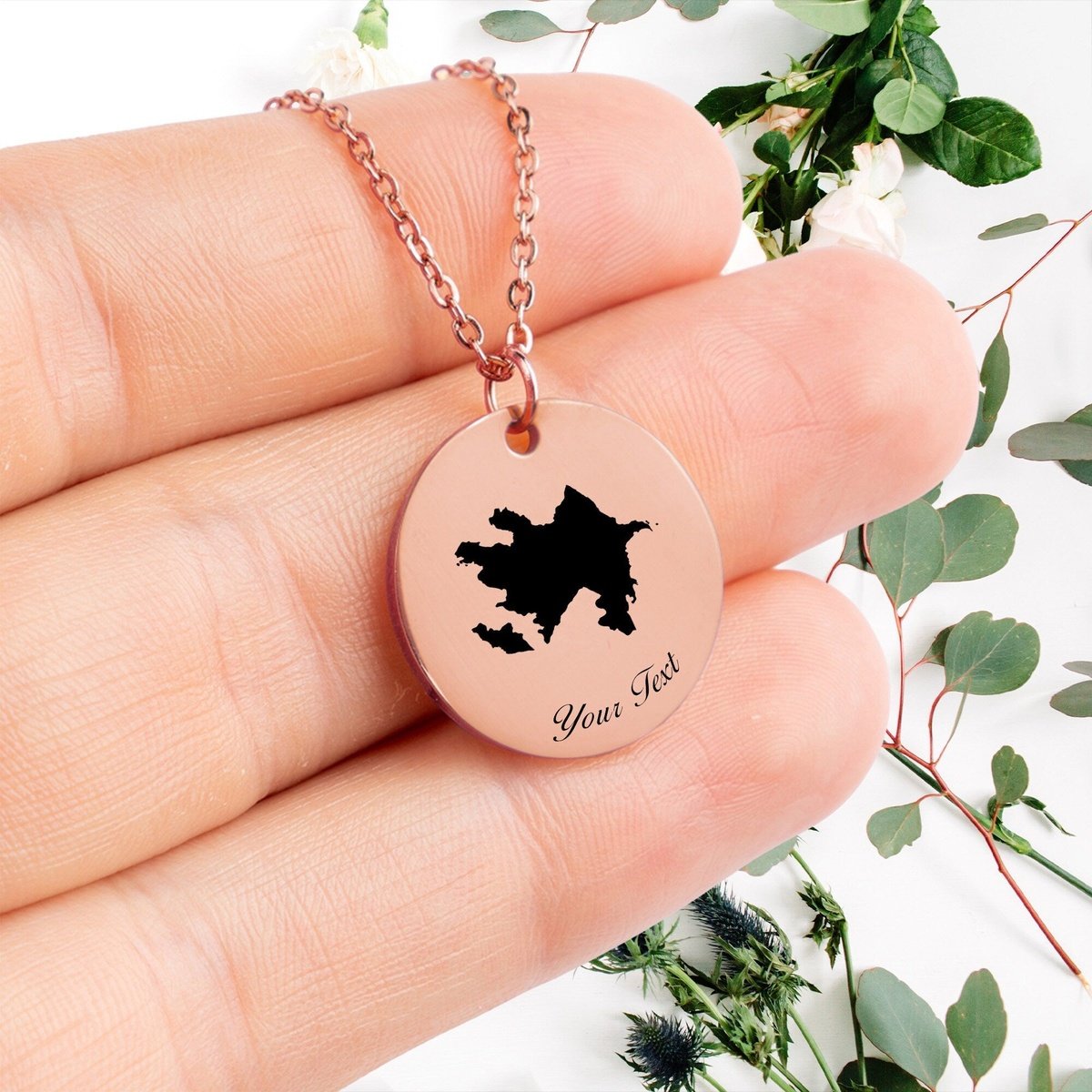 Azerbaijan Country Map Necklace, Your Name Necklace, Minimalist Necklace, Personalized Gift, Silver Necklace, Gift For Him Her