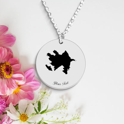 Azerbaijan Country Map Necklace, Your Name Necklace, Minimalist Necklace, Personalized Gift, Silver Necklace, Gift For Him Her