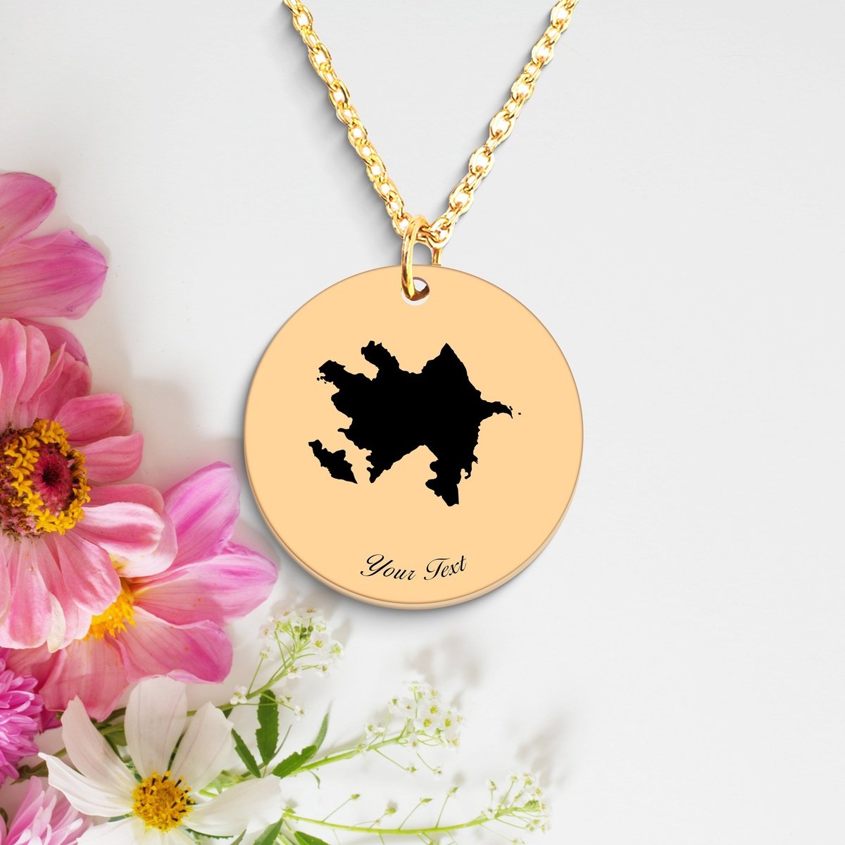 Azerbaijan Country Map Necklace, Your Name Necklace, Minimalist Necklace, Personalized Gift, Silver Necklace, Gift For Him Her